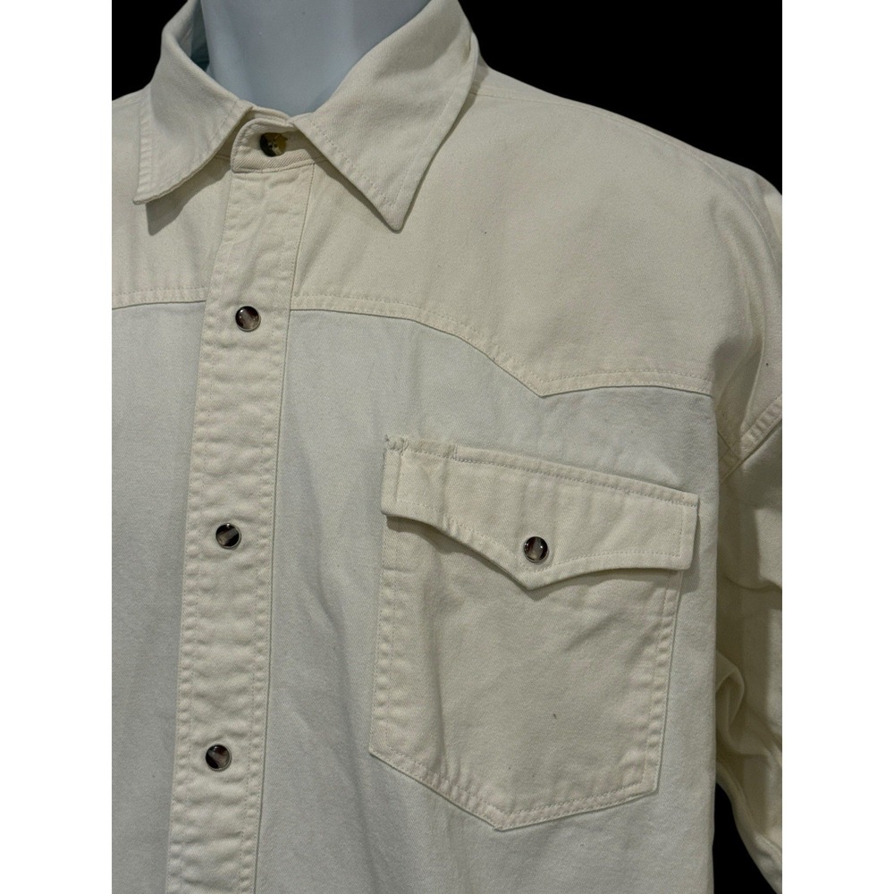 Roper‎ Shirt Mens Shirt Jacket L Western Thick Denim Tiger Pearl Snap Long